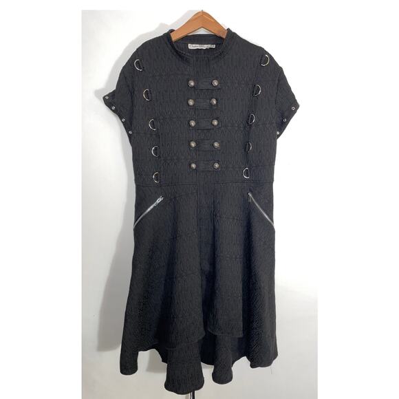 Orchid Bloom Jacquard HiLo Dress - Women's Size 16 - Buckles & Corseting Details - Picture 1 of 14